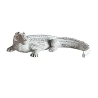 figura cocodrilo madera 25x17, decoración animal exótica, escultura rústica cocodrilo, adorno tallado artesanal, figura decorativa natural

