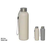 botella plástica 550 ml, botella de agua, botella personalizable, botella resistente, botella blanca, botella beige, botella de plástico, accesorios bebida, botella para deporte.