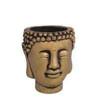 macetero Buda, maceta decorativa, macetero de cerámica, diseño Buda, maceta plateada, decoración zen, macetero pequeño, maceta para interior, accesorio decorativo
