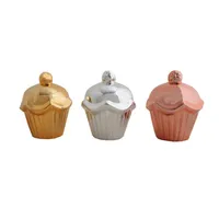 CUPCAKE CERAMICA 15X15X17 ROSA-PLATA-ORO