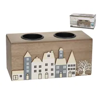 portavelas de madera, portavelas decorativo, portavelas doble, soporte para velas, portavelas rústico, decoración con velas, accesorio decorativo, portavelas pequeño.