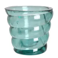 macetero cristal verde 10x10, tiesto vidrio decoración, maceta pequeña moderna, porta plantas cristal, macetero decorativo interior