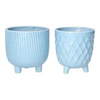 macetero cerámica azul, macetero pequeño, maceta decorativa, macetero moderno, decoración hogar, maceta interior, macetero elegante, macetero 13x13, accesorios jardín