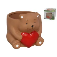 MACETERO OSO CORAZON CERAMICA 12X15X12 CM