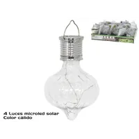 LAMPARA SOLAR BOMBILLA 4 LED 12X8 CM