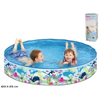 piscina infantil de pared rígida 120x25 cm con decoración marina, ideal para jardín o terraza, resistente y fácil de montar, perfecta para el verano