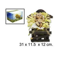 NIÑO JESUS EN CUNA MADERA 31CM C8