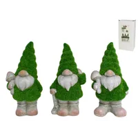figura decorativa de gnomo con gorro de césped artificial, 11x8,5x21,8 cm, ideal para jardín, terraza o interior, tres modelos surtidos