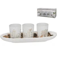 PORTAVELAS BLANCO PIEDRA LOU 26X10X7,5 CM