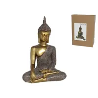 estatua de Buda, figura de Buda dorado, decoración zen, escultura espiritual, adorno feng shui, Buda sentado, decoración para el hogar, ambiente relajante, energía positiva, equilibrio y armonía