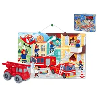 PUZZLE COLOREAR+VEHICULO BOMBEROS 33X26X7 CM