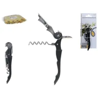 abridor de vino, sacacorchos cromado, sacacorchos de doble brazo, utensilio de cocina, accesorio para vino, abridor ergonómico, sacacorchos profesional, abridor resistente, descorchar sin esfuerzo, herramientas para vino